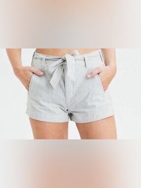 Striped American Eagle Women's Shorts - White/Blue